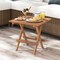 Costway Patio Folding Side Table Indonesia Teak Wood Square Slatted Tabletop Portable Picnic